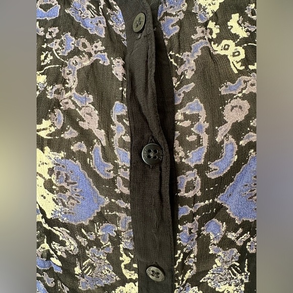 DEPT blue  blouse wing sleeves SZ M to L button front sheer - Picture 2 of 4